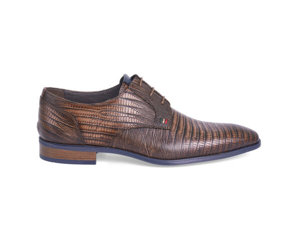 Brown printed calfskin Derby lace-up shoes with shades